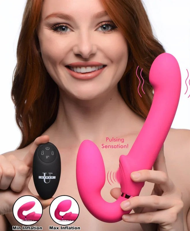 10XRemoteControlErgo-FitG-PulseInflatableandVibratingStraplessStrap-on–Pink