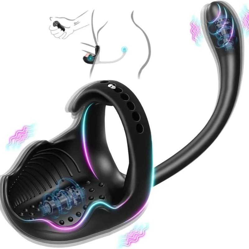 3-in-1VibratingTesticleTaintAnalStimulatorwithAdjustableVibratingCockRing