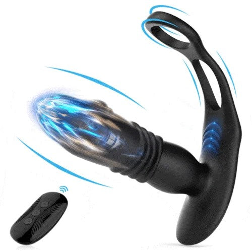 3-Thrusting&12-VibratingCockRingsProstateMassager