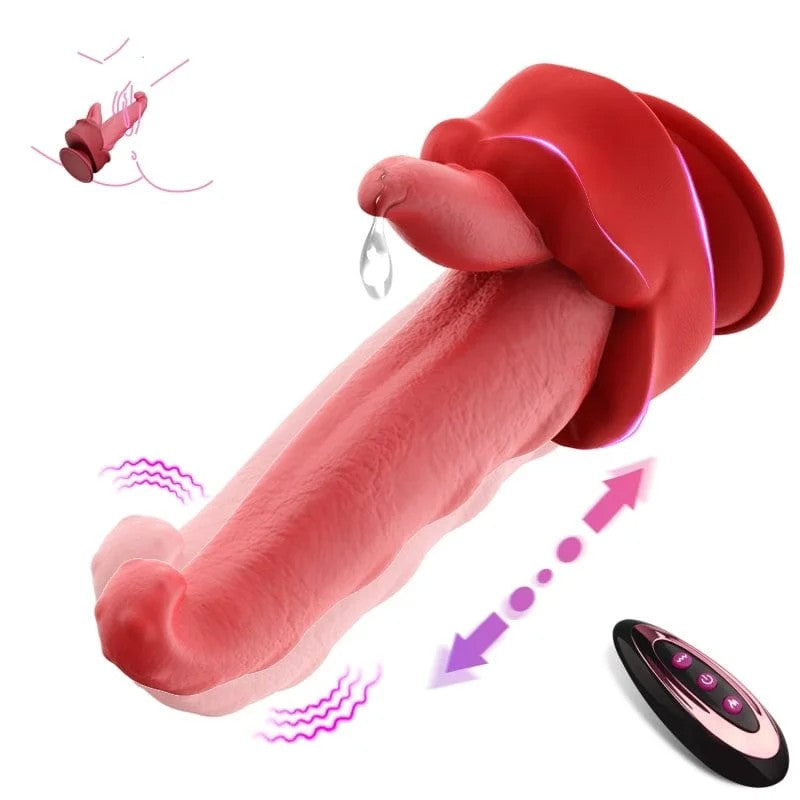 5.7‘’RealisticTongueThrustingHeatingFantasyDildoWithSuctionCup