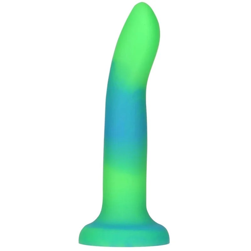 7″RaveGlowintheDarkPosableSiliconeDildo–GreenandBlue