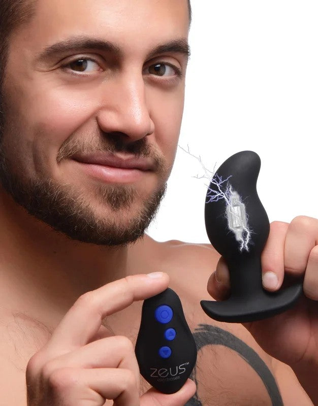 8XVoltDropVibratingandE-StimSiliconeProstateMassagerwithRemote