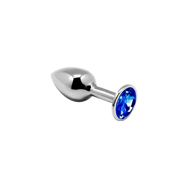 Alive–MetalAnalPlugwithBlueGem–Small(Blue/Silver)