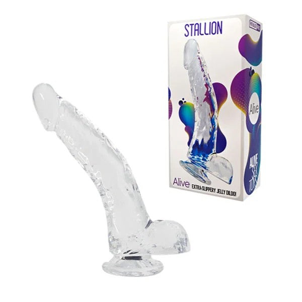 Alive–“Stallion”9″JellyDongwithBalls(Clear)