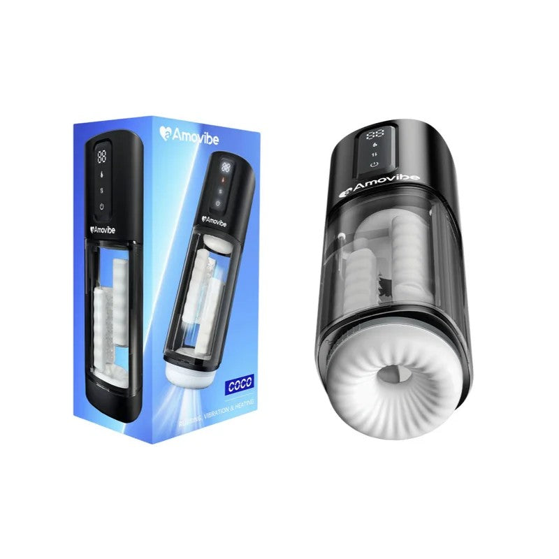 AMOVIBE–“Coco”Stroking&HeatingMaleMasturbator(Black/White)