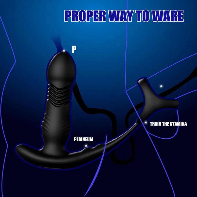 APPControlThrustingDildoAnalVibrator–RemoteControlCockRingMaleSexToy