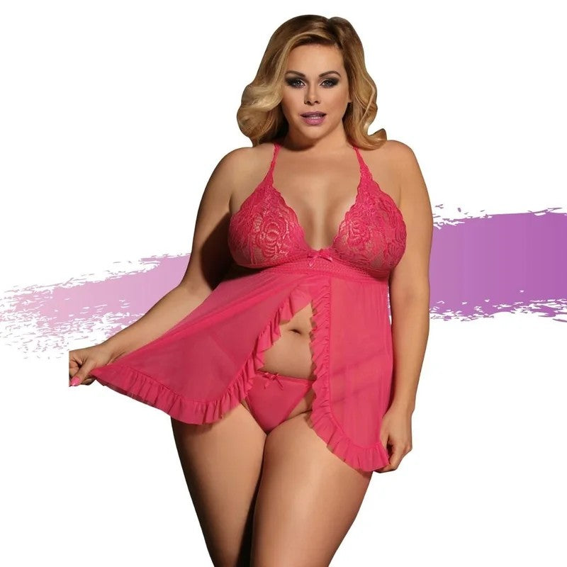 AshellaLingerie–SamanthaBabydolldress+G-string–Queen(Pink)