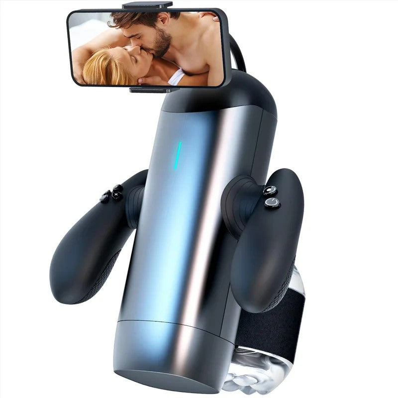 AutomaticThrustingMaleMasturbatorwithDoubleHandle&PhoneHolder