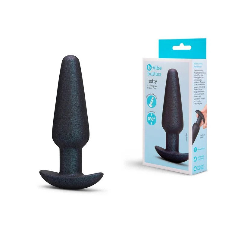 B-Vibe–ButtiesHeftyWeightedSiliconeAnalPlug185g5.5″/14cm(GlitteryBlack)