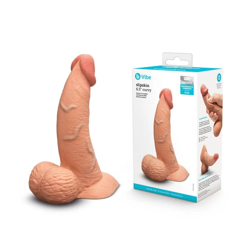 b-Vibe–Slipskin6.5″CurvyRealisticDongwithBalls(TanFlesh)