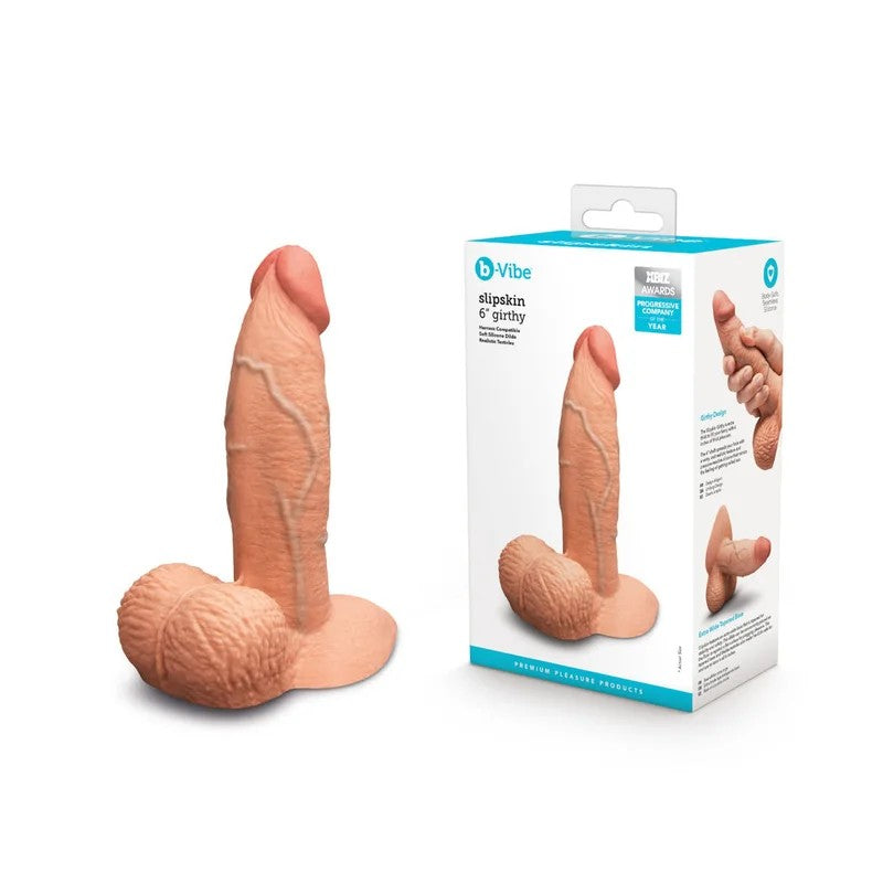 b-Vibe–Slipskin6″GirthyRealisticDongwithBalls(TanFlesh)