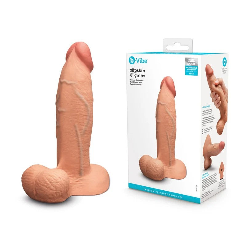 b-Vibe–Slipskin8″GirthyRealisticDongwithBalls(TanFlesh)