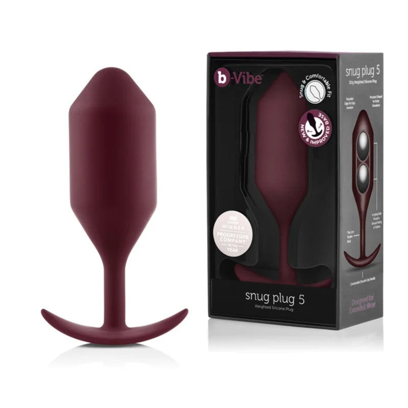 b-Vibe–SnugPlug5WeightedButtPlug(DarkRed)