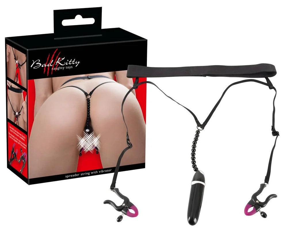 BadKitty–LabialSpreaderStringHarnesswithBulletVibrator(Black)