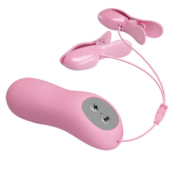 Baile–“RomanticWave”E-StimulationVibratingNippleClamps(Pink)