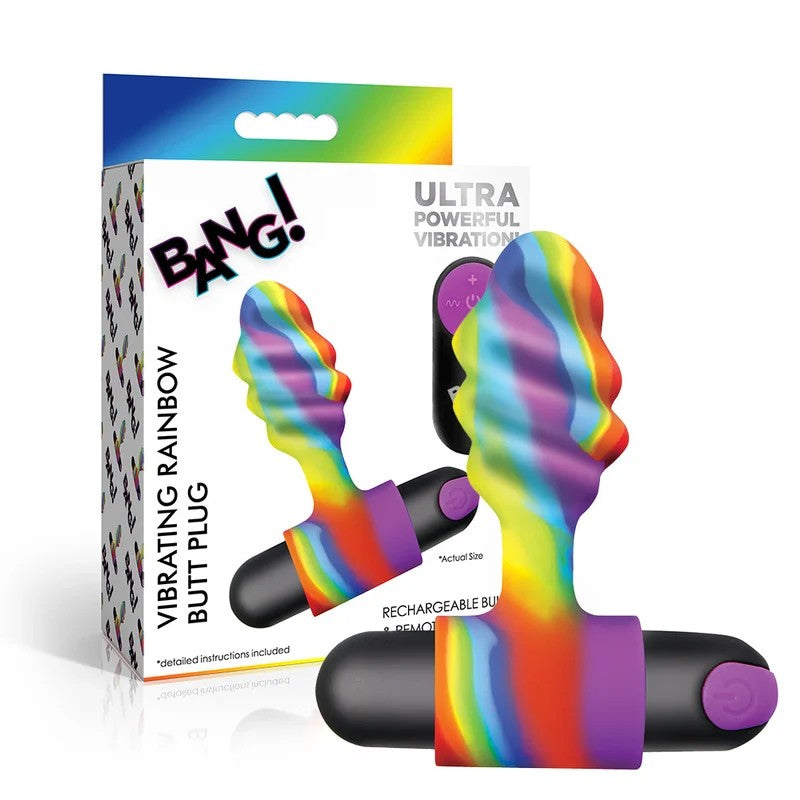 Bang!VibratingRainbowButtPlugSiliconeAnalPlugVibratorwithRemoteControl