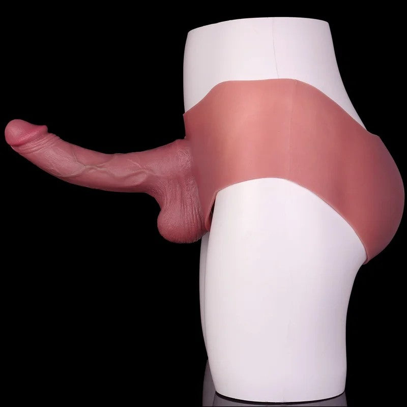 BareskinRealisticPenissleeveExtenderPants–10-inchHugeCockSleeveSheathUnderwear