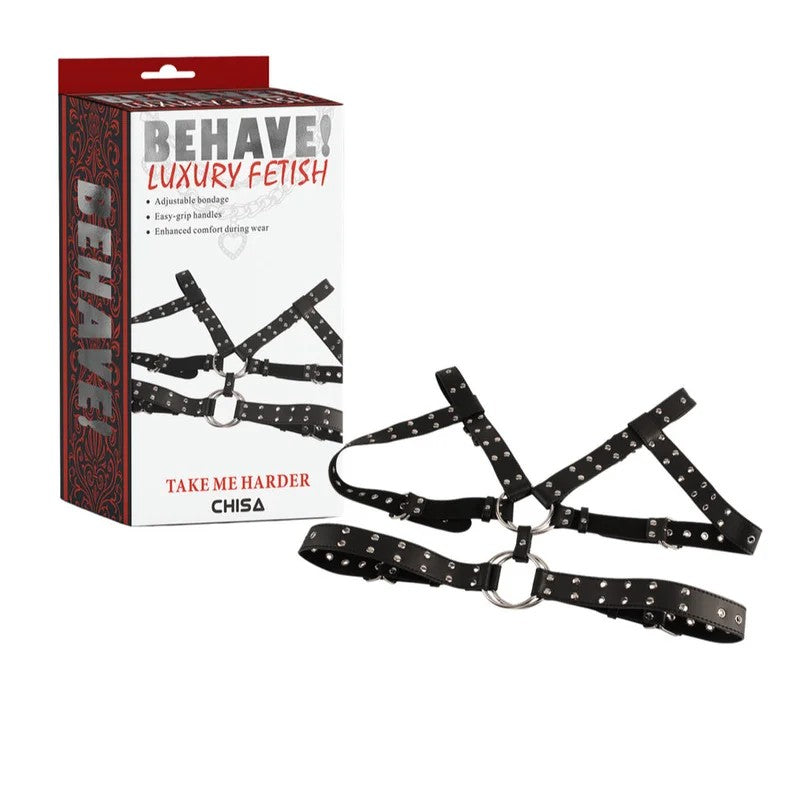 Behave!–TakeMeHarderAdjustableBondageBodyHarness(Black)