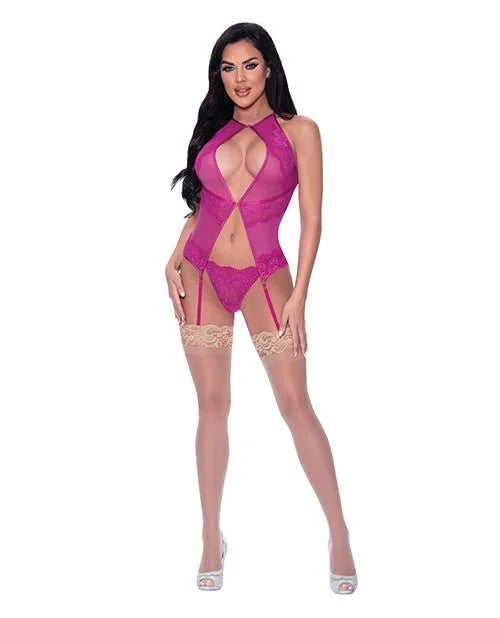 BerryliciousLaceHalterBasque&G-StringPinkL/XL