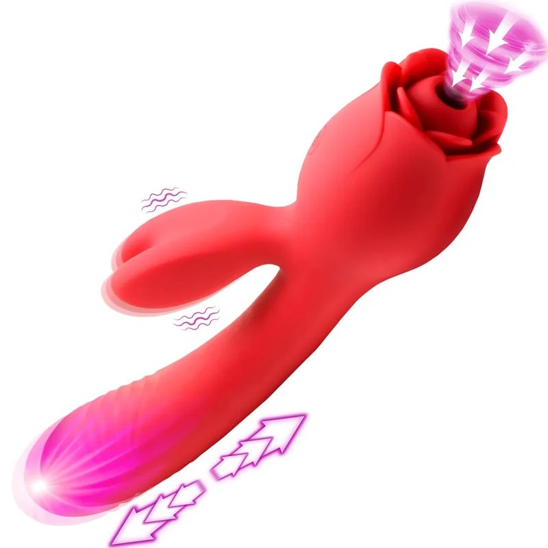 BloomingBunnySuckingandThrustingSiliconeRabbitVibrator