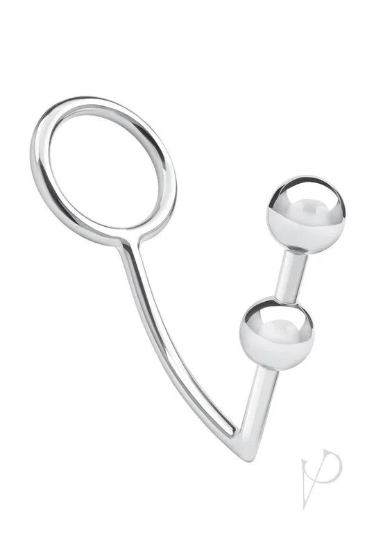 BlueLine2BeadAnalHookandCockRing45mm–Stainless