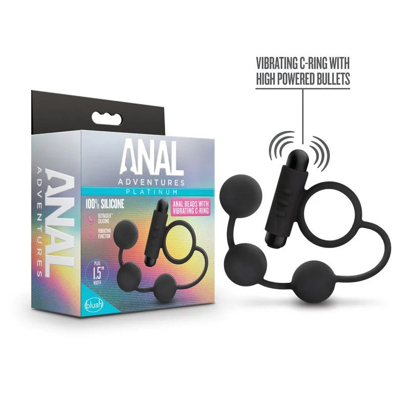 Blush–AnalAdventuresPlatinumAnalBeadswithVibratingC-Ring(Black)