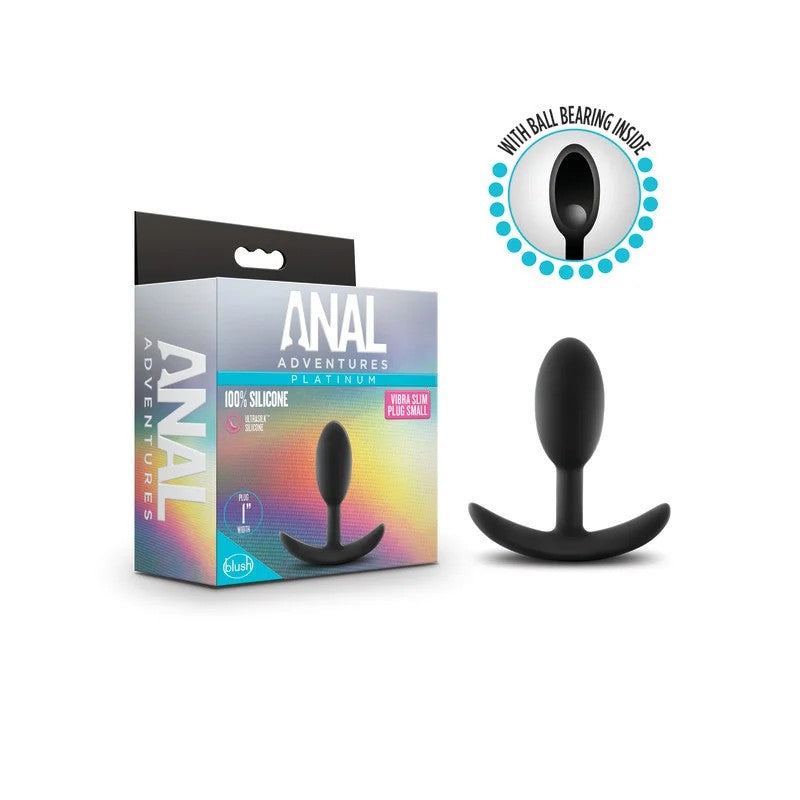 Blush–AnalAdventuresPlatinumVibraSlimPlug–Small(Black)