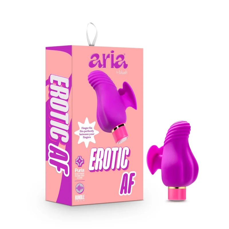 Blush–“EroticAF”RechargeableSiliconeRumbleFingerVibrator(Purple)