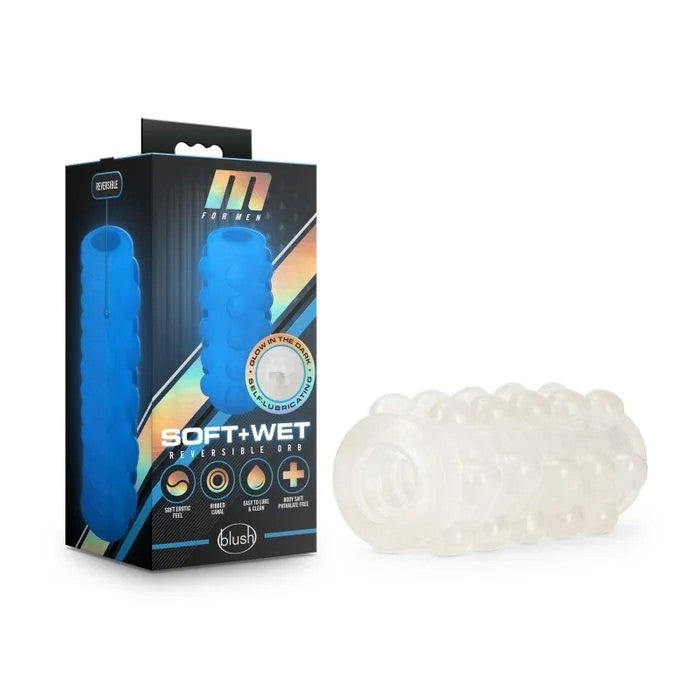 Blush–MforMenSoft+WetReversibleOrbStroker(Frosted/Glow-in-the-Dark)