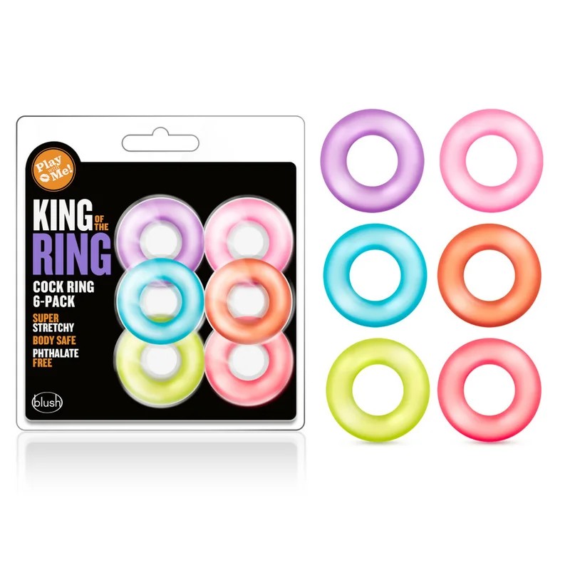 Blush–PlaywithMe“KingOfTheRing”CockRing6pack(Multi-colours)