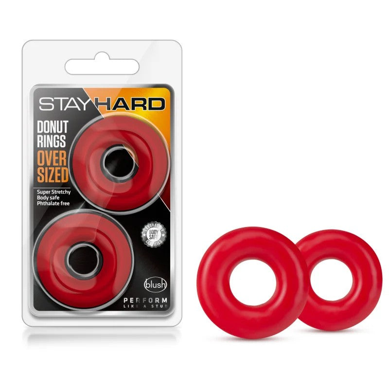 Blush–StayHardOversizedDonutCockring2Pk(Red)