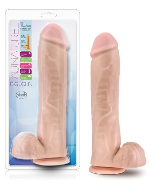 BlushAuNaturelBigJohn11.5″SensaFeelDualDensityDongW/suctionCup–Vanilla