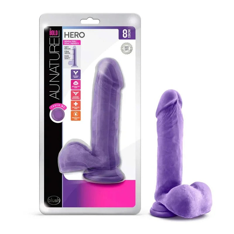 BlushAuNaturelBoldHeroRealisticPurple8-InchLongDildo