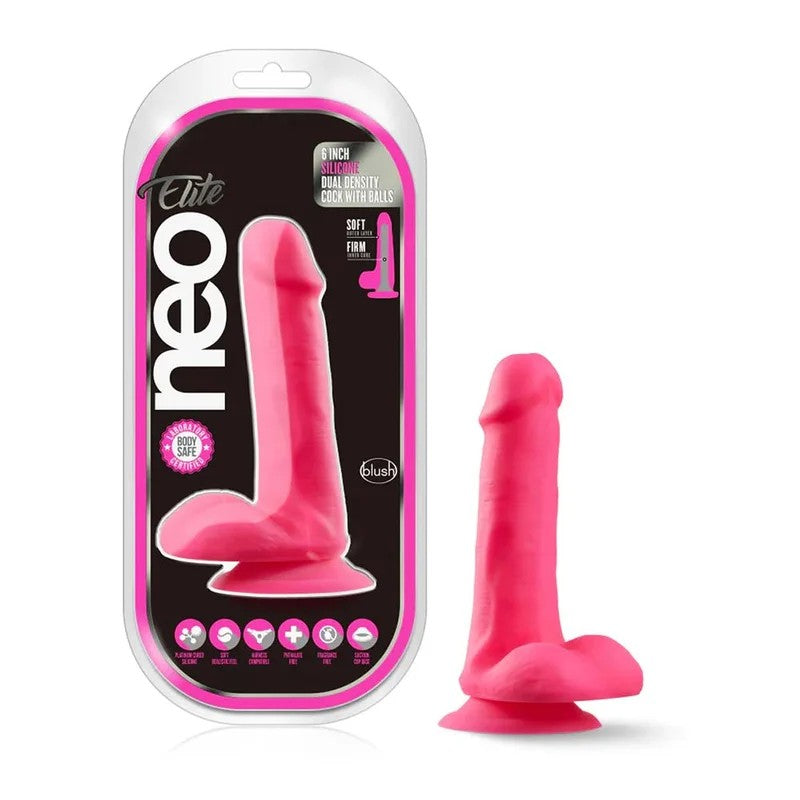 BlushNeoElitePink6.5InchLongSuctionCupDildo