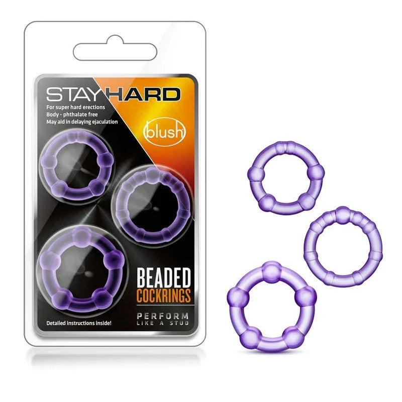 BlushStayHardBeadedPenisCockRings3Sizes