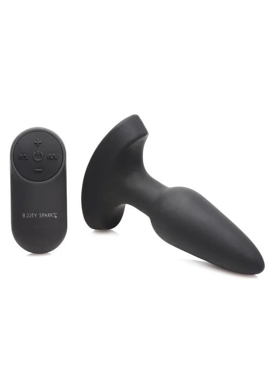 BootySparksLaserHeartRechargeableSiliconeAnalPlugwithRemoteControl–Small–BlackwithRedLights