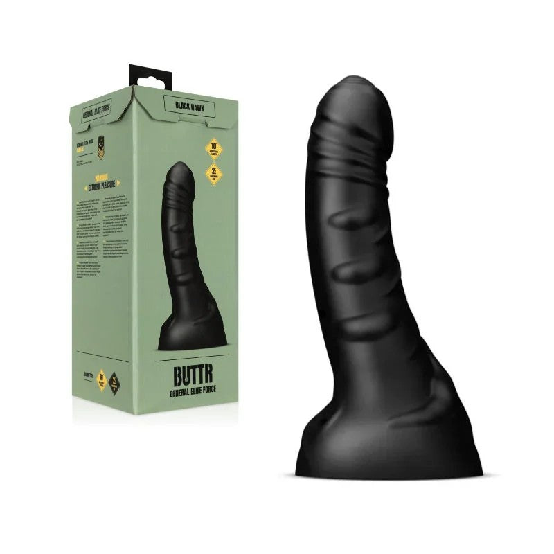BUTTR–BlackHawk10inchCurvedAnalDildo–(Black)