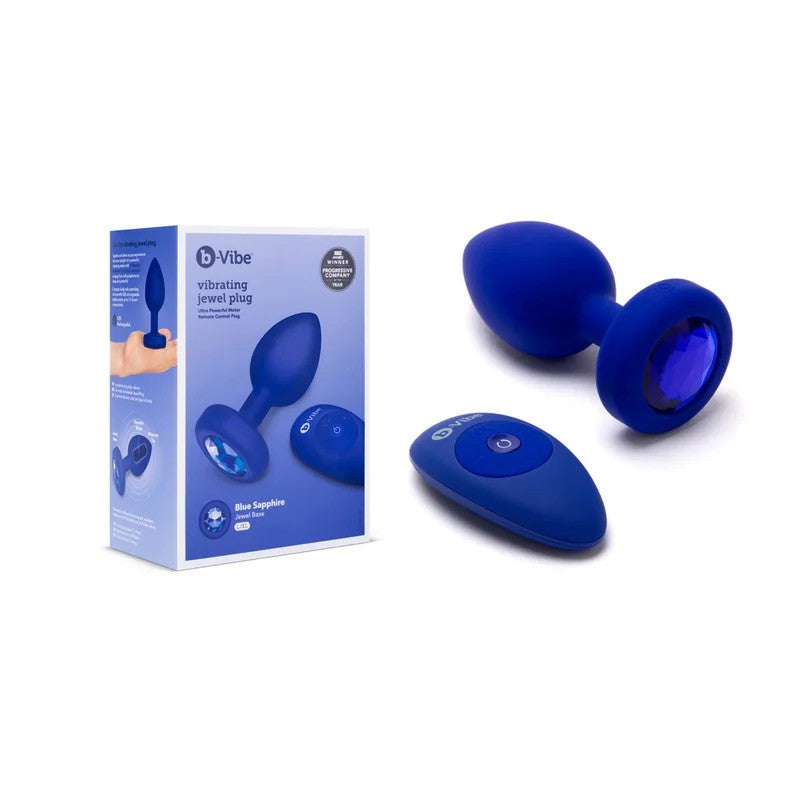 bVibe–VibratingAnalPlugwithBlueSapphireJewelBaseL/XL(NavyBlue)