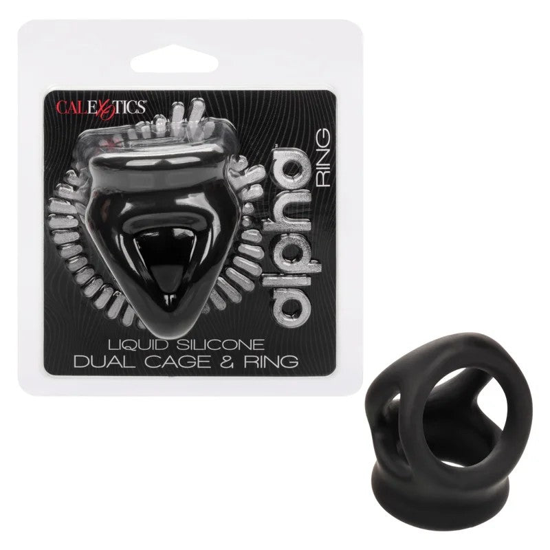 Calexotics–AlphaRingLiquidSiliconeDualCage&Ring(Black)