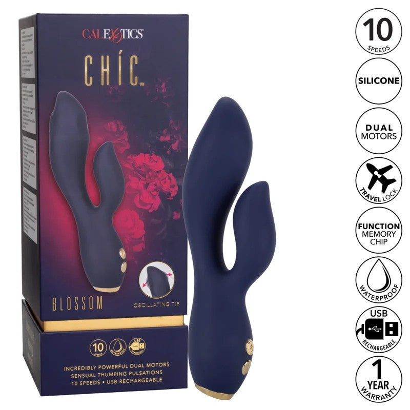 Calexotics–Chic“Blossom”RechargeableRabbitwithOscillatingTip(Navy)