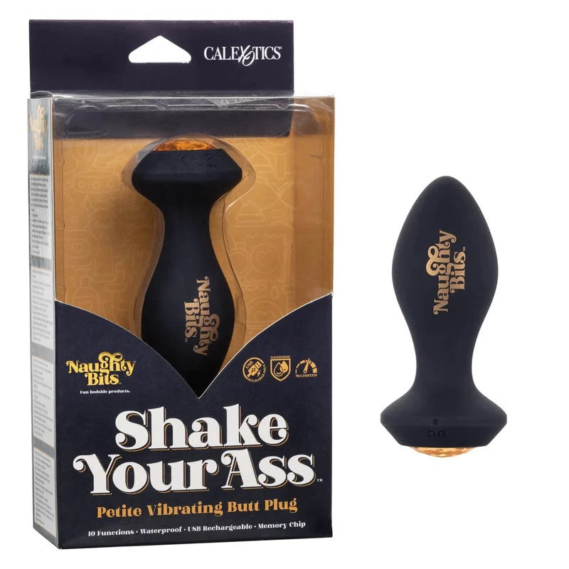 Calexotics–NaughtyBitsShakeYourAssVibratingJeweledButtPlug(Silver-Glitter)