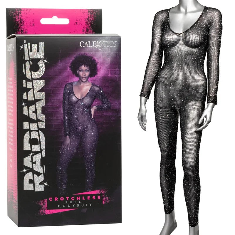 Calexotics–RadianceCrotchlessFullBodySuit–One-Size(SparklyBlack)