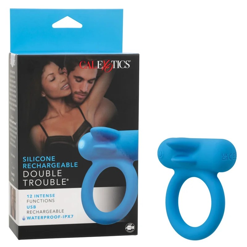 CalExoticsDoubleTroubleVibratingCockRingClitStimulatorforCouples