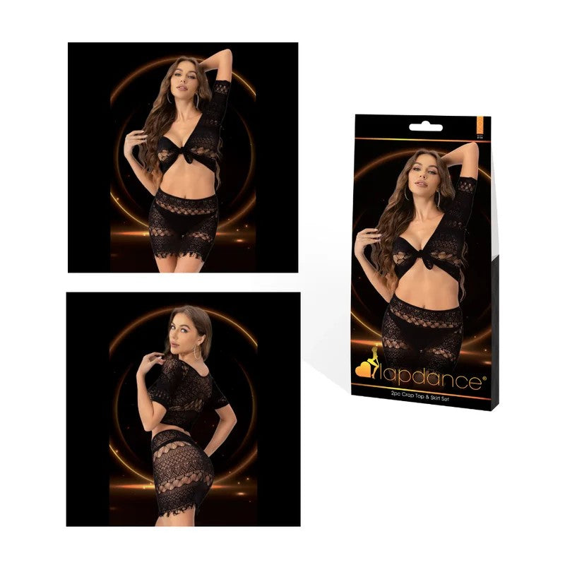 LAPDANCE–2pcCropTop&SkirtSet–(Black)–(OneSize)