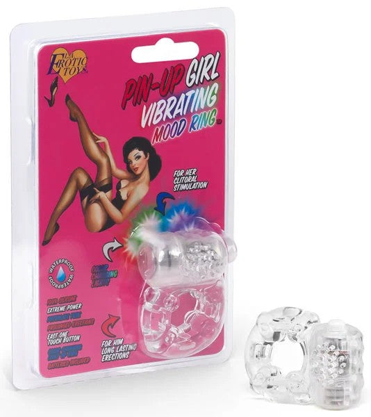 LAToys–Pin-upGirlVibratingMoodRingLightUpCockRing(Clear)