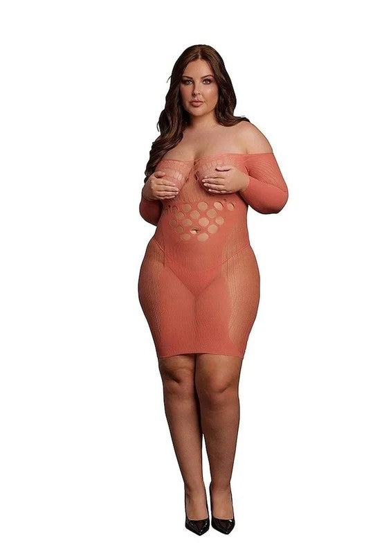 LeDesirLongSleevedNetMiniDress–Queen–SunsetGlow