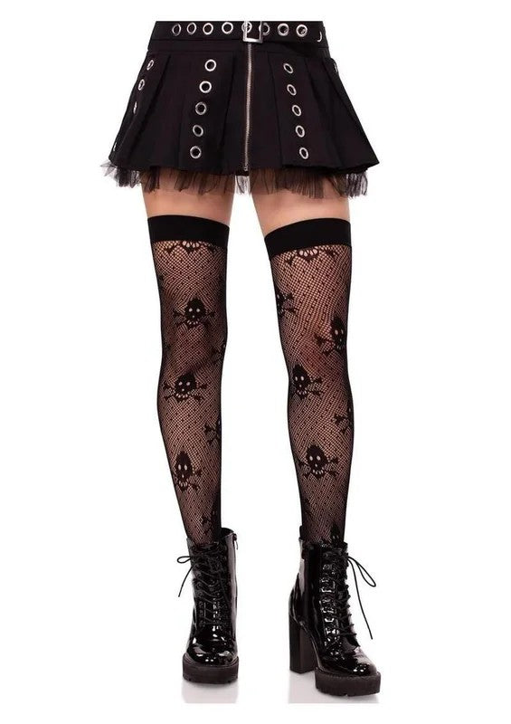 LegAvenueDottedNetSkullThighHighs