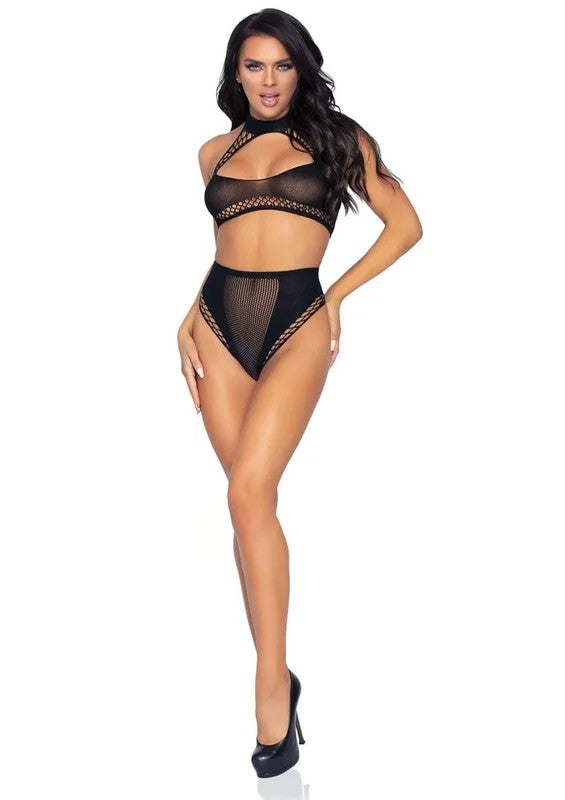 LegAvenueKeyholeNetHalterCropTopandHighWaistBottoms