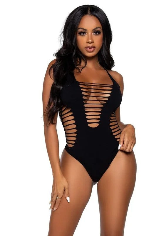 LegAvenueSeamlessShreddedRacerBackThongBodysuit