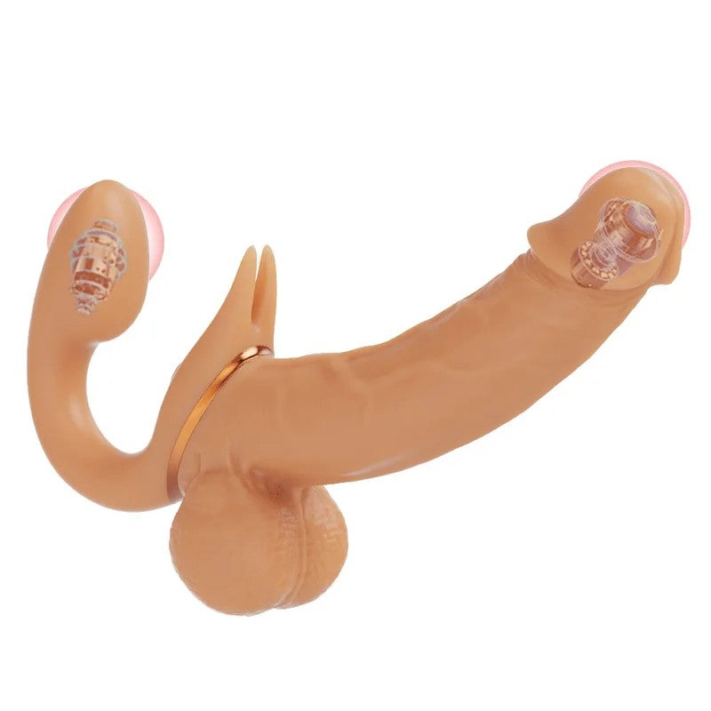 LesbianWearableTelescopicStraplessStrap-OnDoubleEndedVibratingDildo